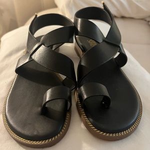 Franco Sardo Black summer sandals with Velcro strap.